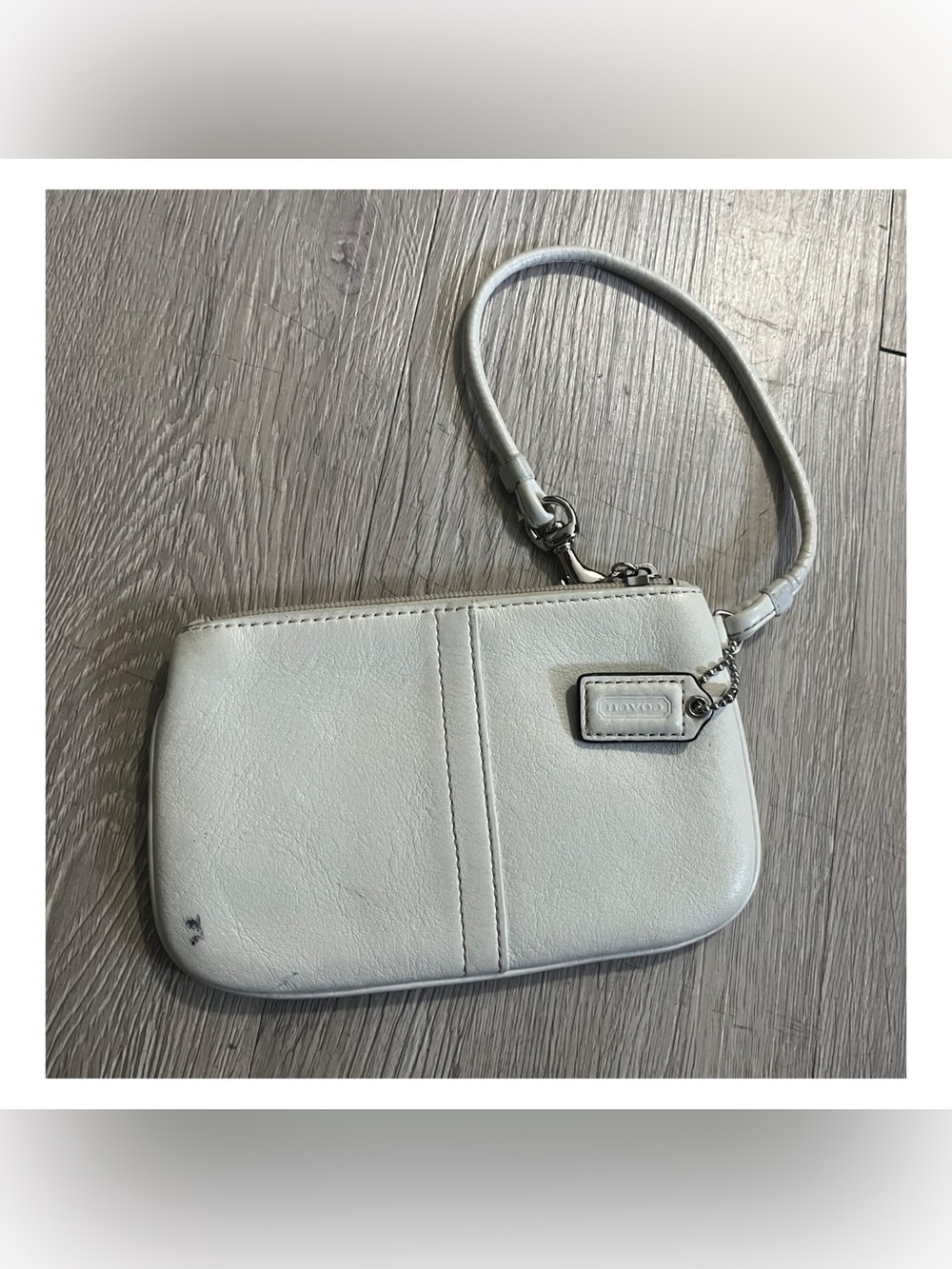 Coach White Leather Wristlet